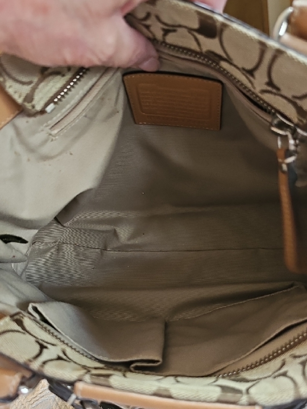 Coach Tan Signature Canvas Satchel with Leather Trim and Tassel - Picture 3 of 14